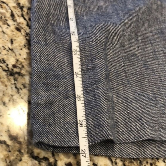 Land’s End chambray linen blend blue pull on elastic waist pants pockets SZ 6 - Picture 7 of 10